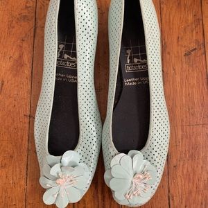 Pastel Blue Leather flat shoes